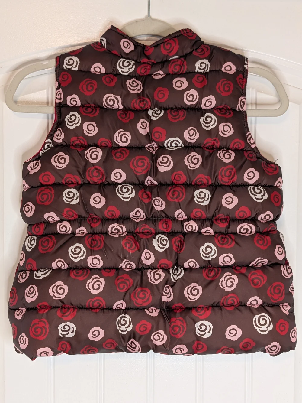 Gymboree Girls Sweet Treats Brown Floral Rose Patterned Fleece Lined Puffer Vest